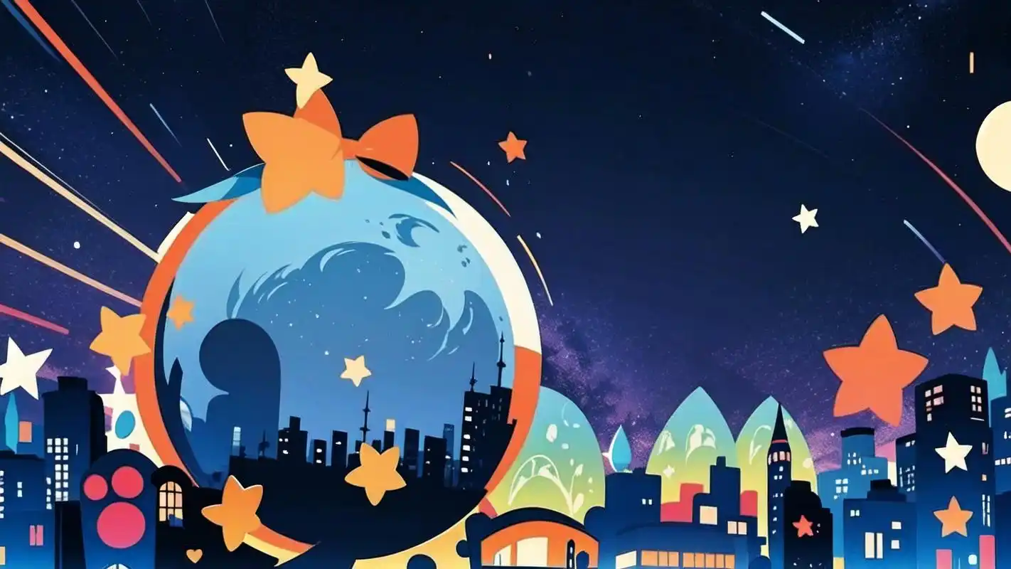 91动画风城市夜景背景美图93