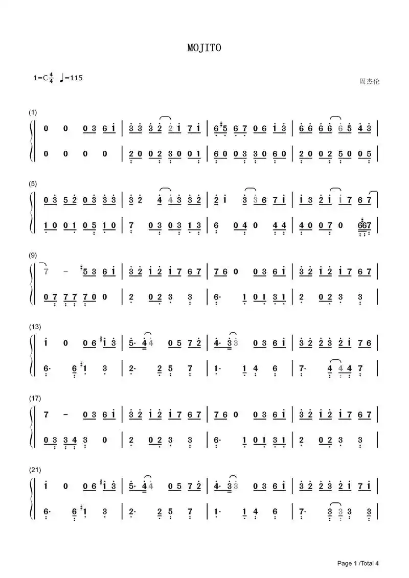 mojito钢琴简谱来咯～一出场就超闪～#钢琴简谱 #moj - 抖音