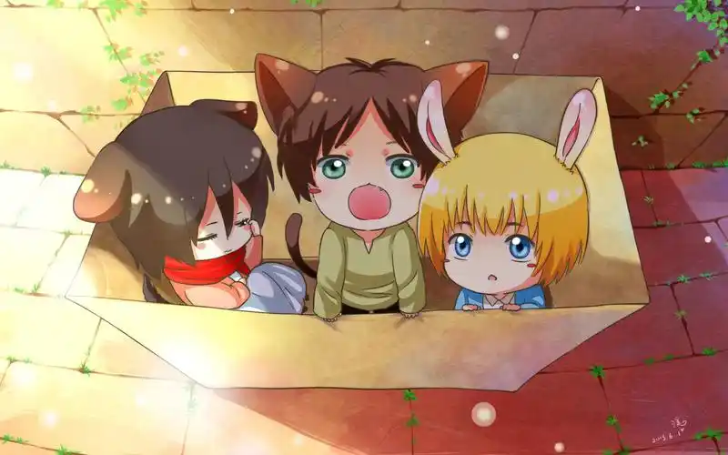 q版进击的巨人三人组,动漫人物-回车桌面