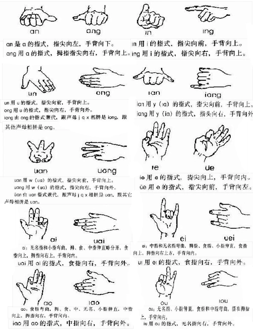 中国手语 双指语 拼音手语图