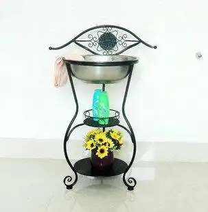 铁艺浴室架 铁艺脸盆架洗脸架毛巾架 落地浴室卫浴摆件 面盆架子