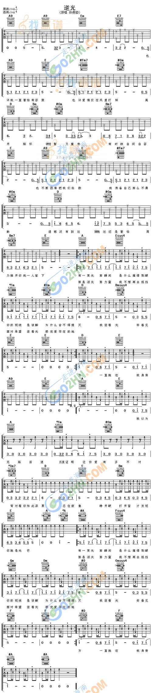 《逆光》吉他谱