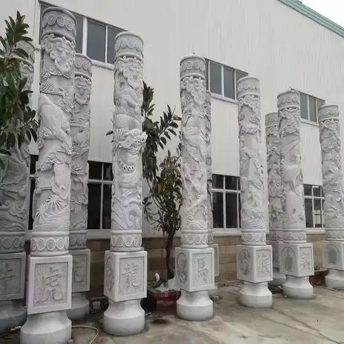 广场方形文化柱 石雕龙柱 黄河文化题材石柱 按需定制 图案精美 - 爱