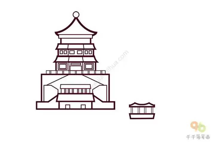 万寿山的简笔画●简笔画颐和园●颐和园简笔画●颐和园的简笔画