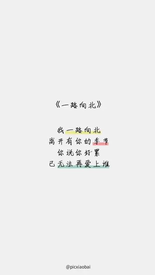 简约周杰伦一路向北歌词手机壁纸