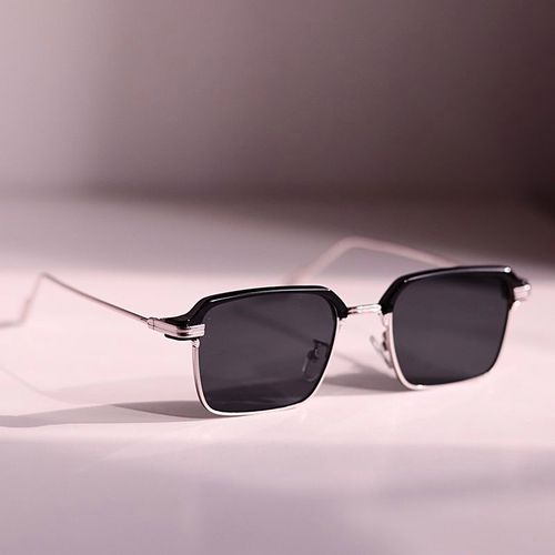 港风潮男复古半框银框黑大佬墨镜方形显脸小女开车防晒遮阳太阳镜