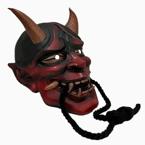 万圣节日系咬绳般若面罩角色扮演节日派对魔鬼般若面具 树脂邪鬼
