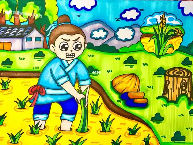 画画  #绘画  #儿童画  #主题画  #创意美术  #成语故事  #拔苗助长