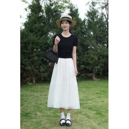白色半身裙长裙夏