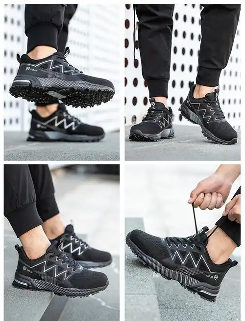 跨境飞织劳保鞋男透气轻便防砸防刺穿钢包头工作鞋安全防护鞋钢头