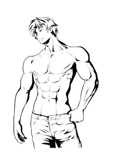男性肌肉简笔画