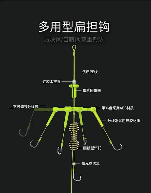 新型浮钓翻板钩鲢鳙大头钓组线组套装钓鱼水怪饵笼鱼钩海竿爆炸钩多