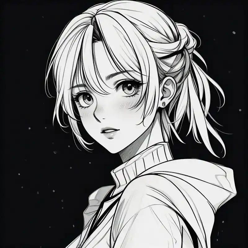 黑白动漫风格女生头像78绝美收藏