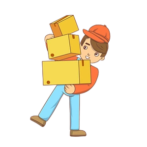 员送快递手绘卡通素材pngpsd2000*2000手绘拿着货物的快递员插画png
