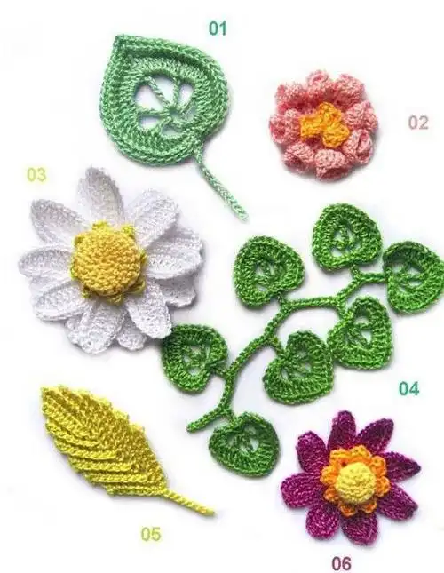 【转载】钩针花朵及图解