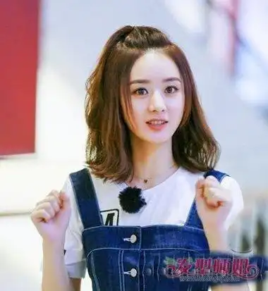 圆脸苹果头发型图片 短发有刘海扎发图片(3)