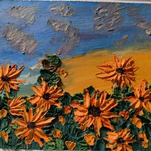 油画棒向日葵初学者临摹