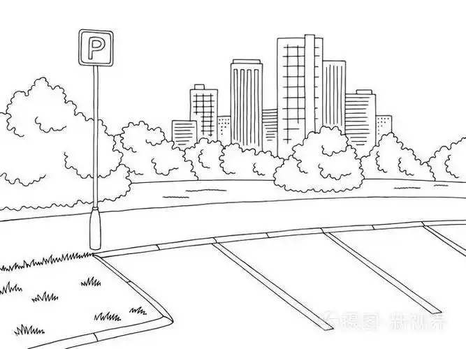 停车图黑白色城市风景剪影例证载体插画-正版商用图片06wdnn-摄图新