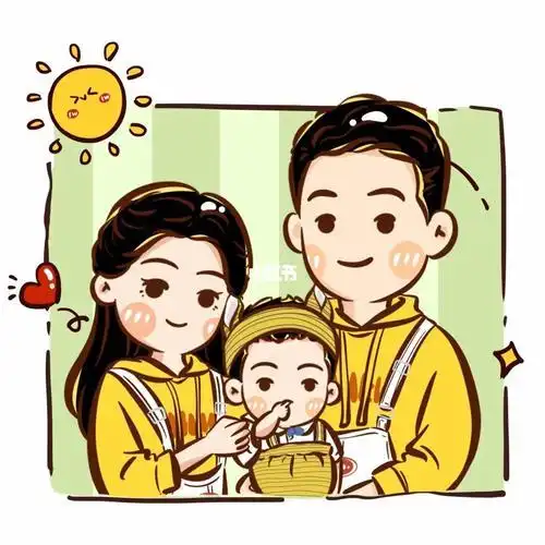 画个可爱的一家人头像全家福手绘卡通亲子简笔画幸福一家