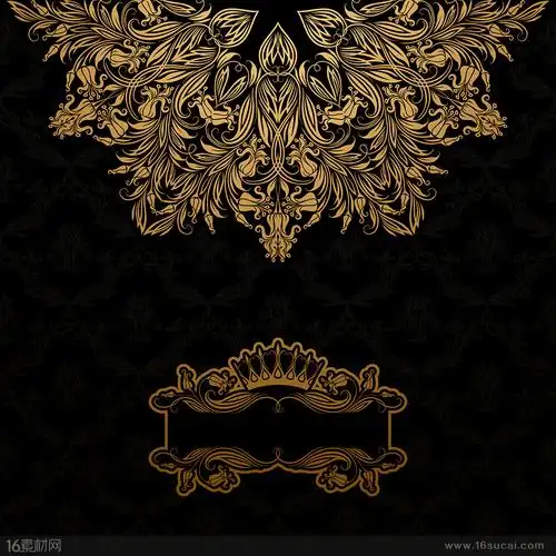黑色背景上的金色花纹框架矢量素材