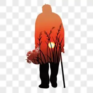 一个老人背影图片