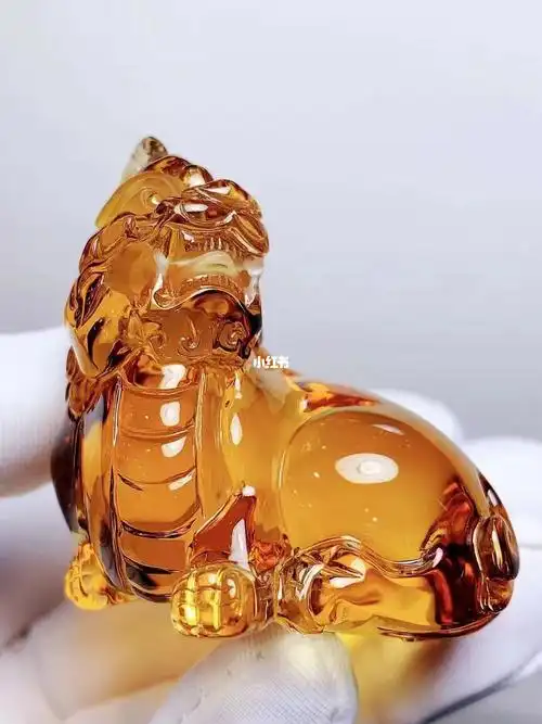 极品巴西纯天然黄水晶貔貅把玩摆件