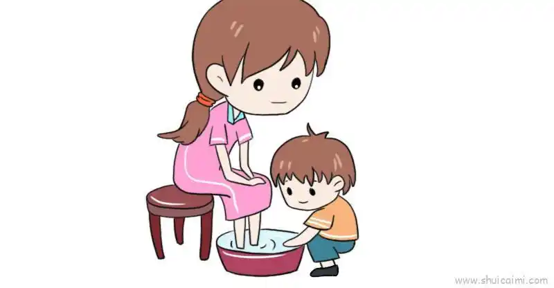 给母亲洗脚儿童画怎么画 给母亲洗脚简笔画画法