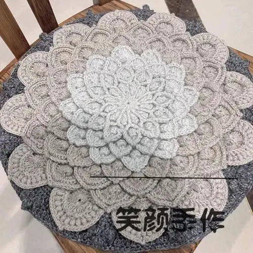 莲花餐椅坐垫非常美的钩针立体花垫子编织图解教程