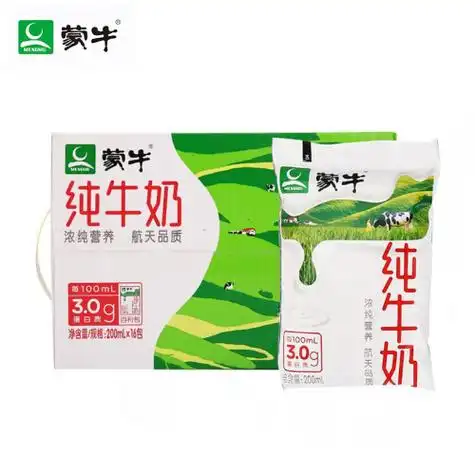 蒙牛 百利包纯牛奶200ml*16袋/箱 28.9元-聚超值