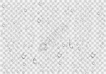 水滴透明插画-水滴透明卡通-背面具有透明网格的水背景摘要矢量说明