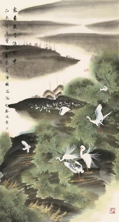 国画-湿地生态-白鹭系列选|纯艺术|绘画|国画戴吾馨 - 原创作品