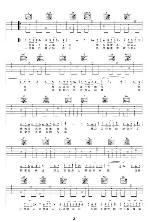 可惜不是你吉他谱c调c调吉他图片谱3张