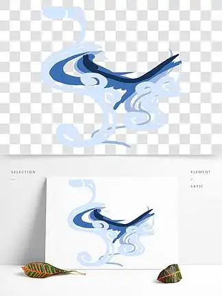 卡通手绘蓝色 i>云 /i> i>雾 /i>缭绕