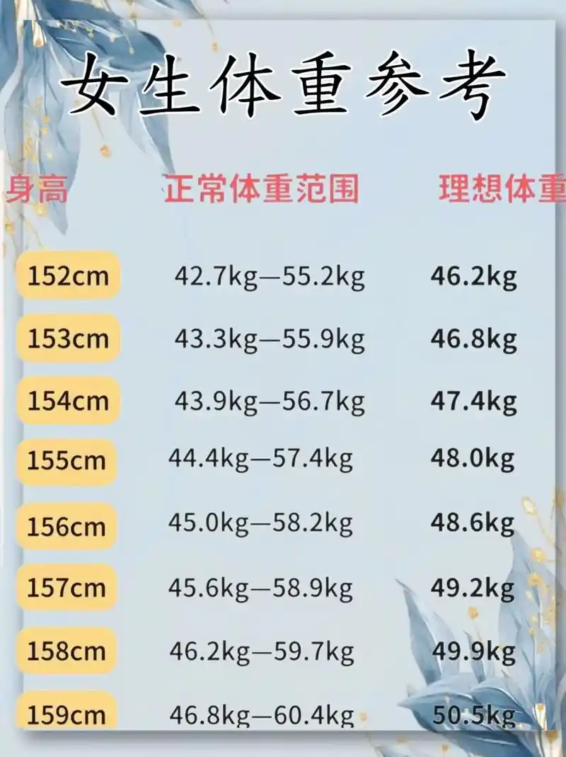 女生体重参考