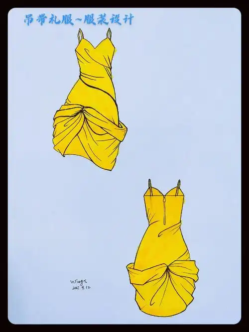 艺术 #绘画 #服装设计 #马克笔 #绘画过程 :吊带礼服 - 抖音