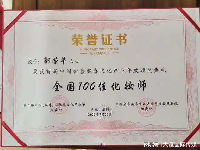 恭贺黄美私教班学员郭荣芊荣获全国100佳化妆师称号