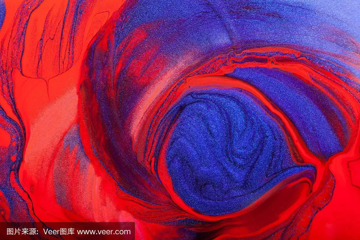 美丽的抽象明亮的红蓝色背景与条纹和污点