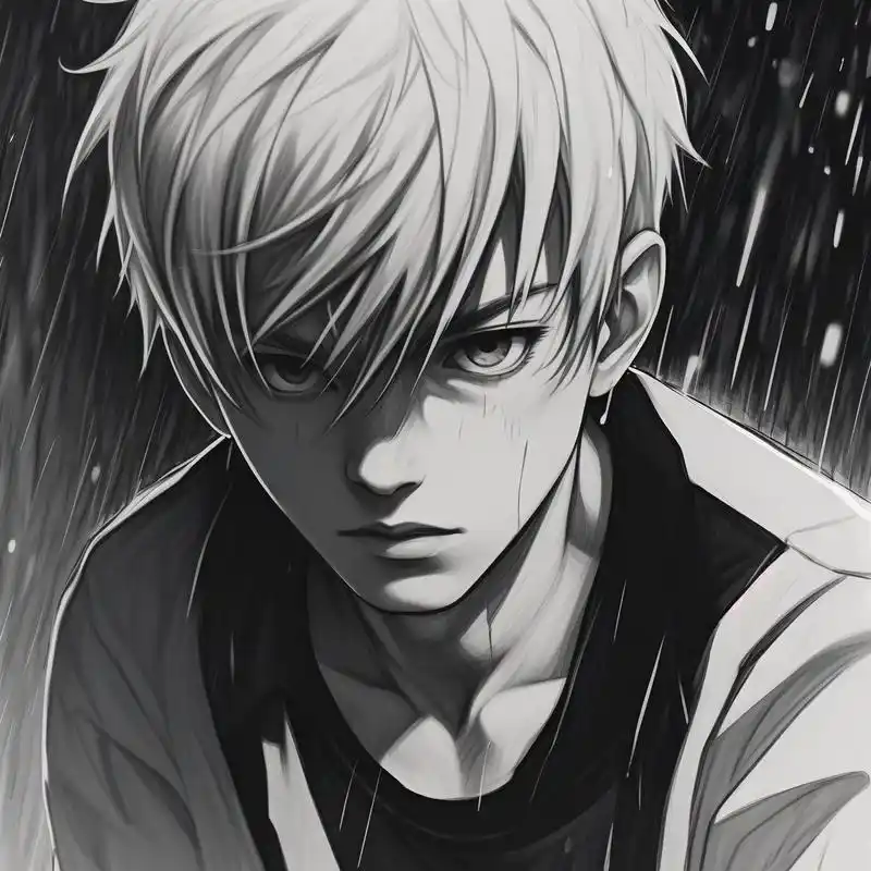 男生雨中伤感淋雨头像92 谁还没几张好看的伤感淋雨男生头像呢!