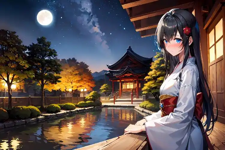 雪之下雪乃和服赏月壁纸61