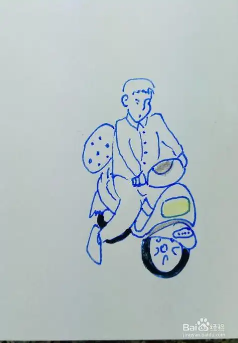 骑电动车简笔画 戴头盔骑电动车简笔画