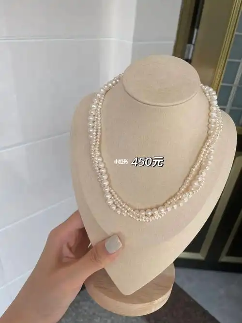 多层麻花链天然淡水珍珠项链