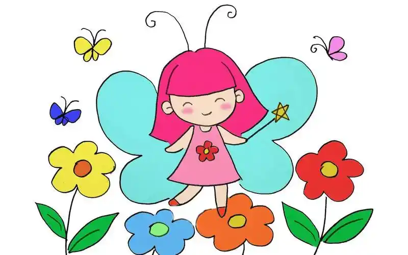 儿童简笔画教程|可爱的花仙子小精灵,好看又好画简笔画花仙子的画法