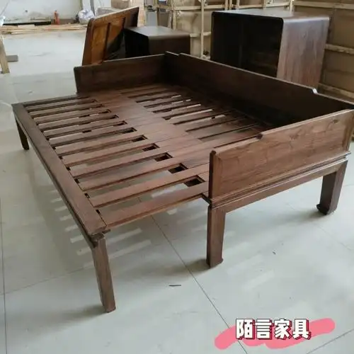 黑胡桃全实木罗汉沙发床