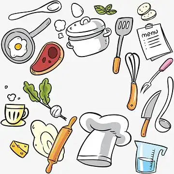卡通厨房用具元素