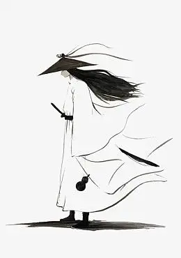 水墨悬崖边的剑客pngpsdpng水墨风侠客人物手绘图pngpngpngpng古代