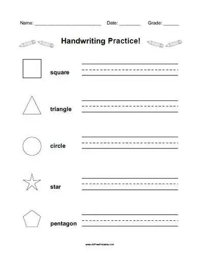 shapes handwriting practice worksheet