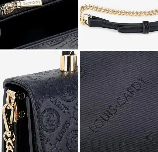 路易·卡迪米白色牛皮压花圆锁翻盖单肩女方包 路易·卡迪 louiscardy