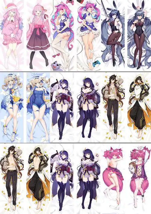 花仟陌原神等身长抱枕二次元胡桃甘雨刻晴八重神子雷电将军周边长条