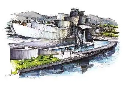 毕尔巴鄂古根海姆博物馆 建学明手绘