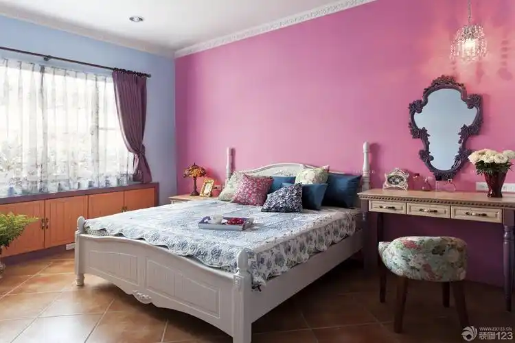 欧式风格卧室粉色墙面装修效果图
